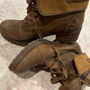 Candie's Tan Lace-Up Ankle Boots